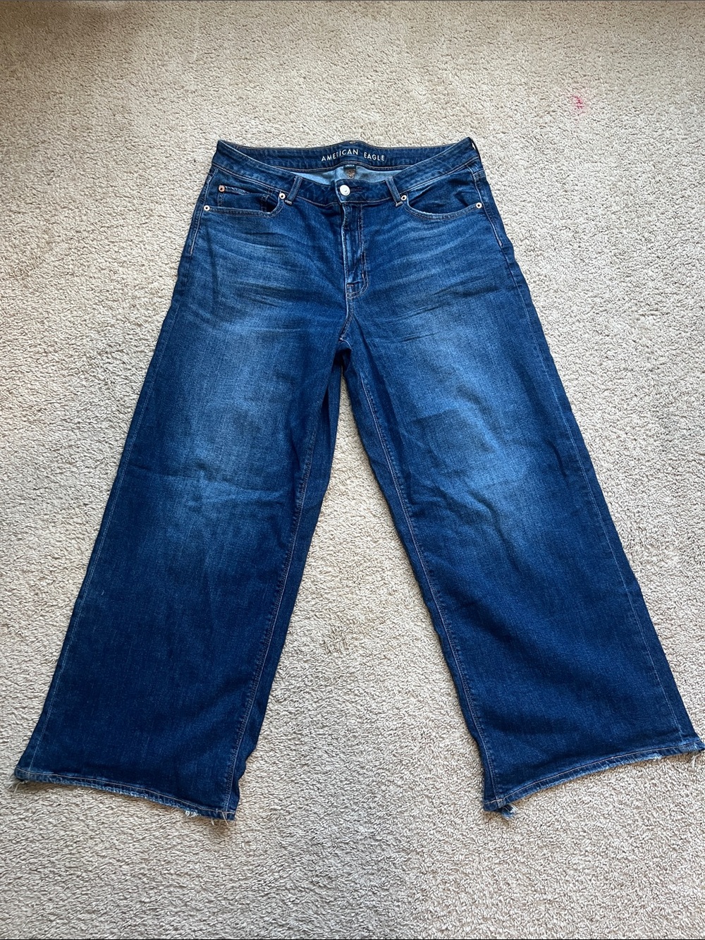 American Eagle Outfitters Wide-Leg Jeans in Indigo Blue